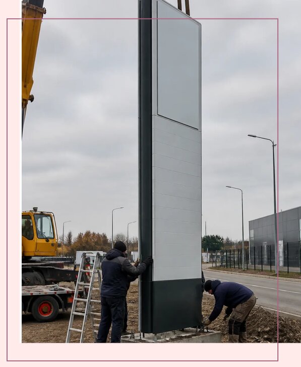 Изготовление и монтаж пилона указателя под ключ в Лыткарине