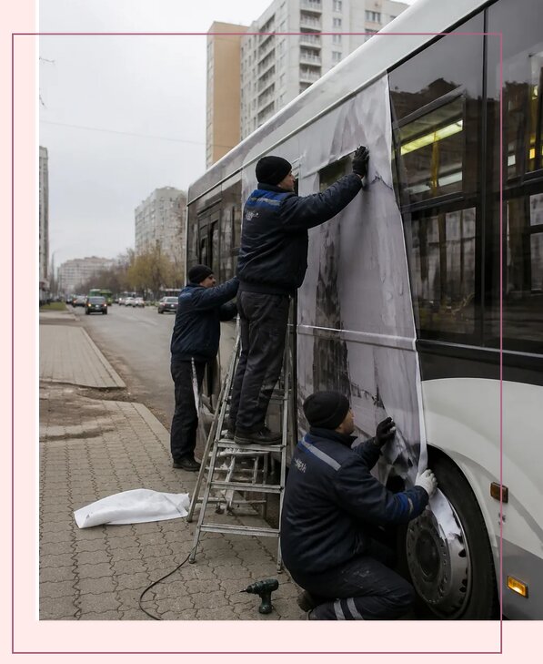 Изготовление и монтаж рекламы на автобусах в Лыткарине